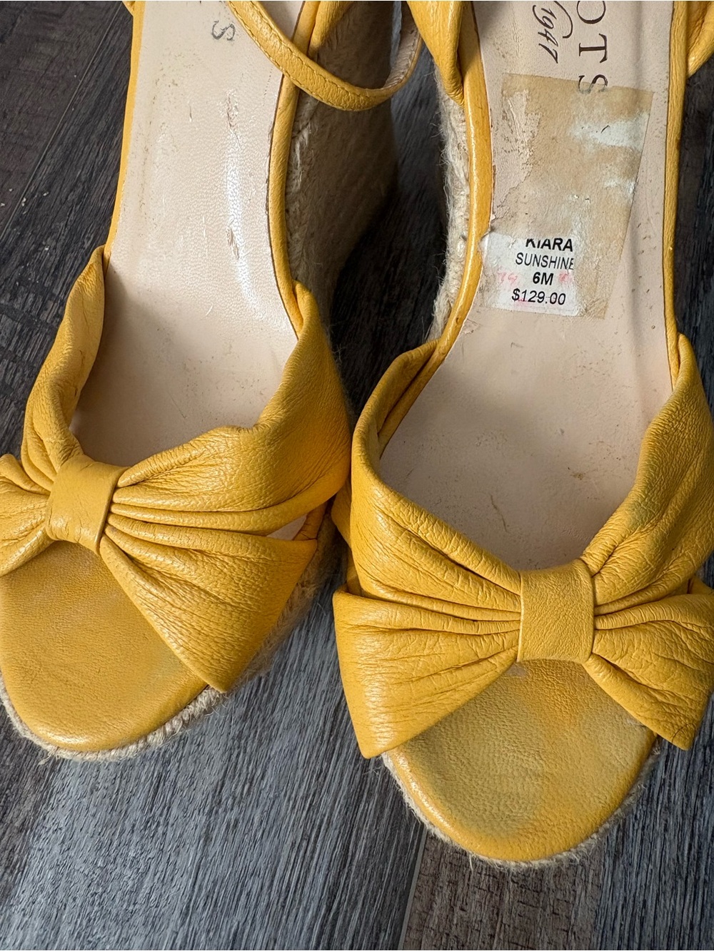 Talbots Yellow Bow Espadrille Wedge Sandals - Picture 2 of 6